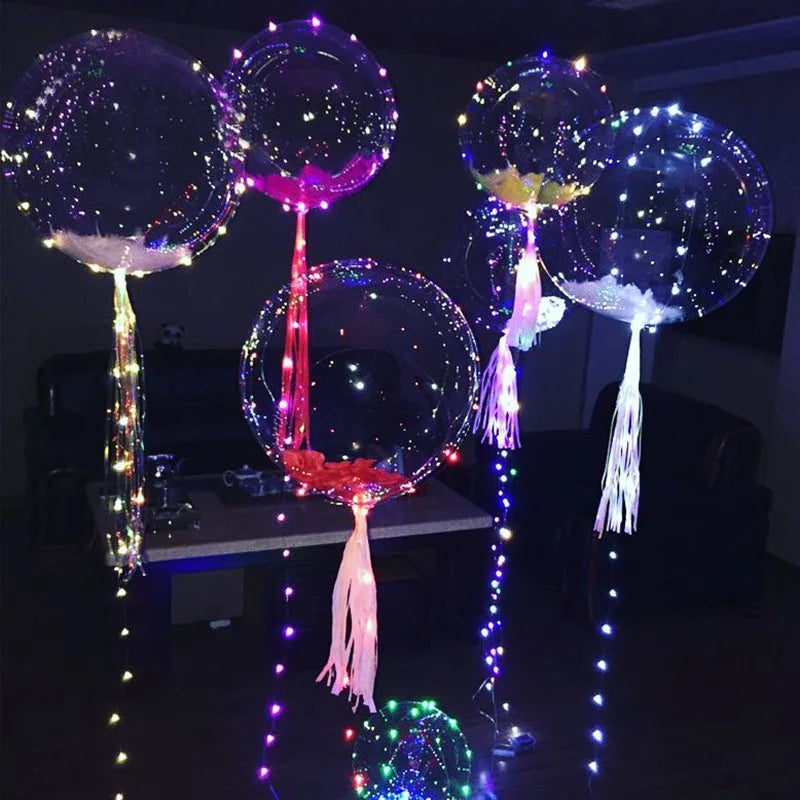 LED Balloon Column Stand with Luminous Transparent Bobo Balloons and LED String Lights – Perfect for Weddings and Birthday Parties