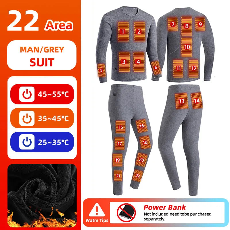 28-Zone Heated Thermal Underwear - Electric Heated Winter Sports Gear for Women