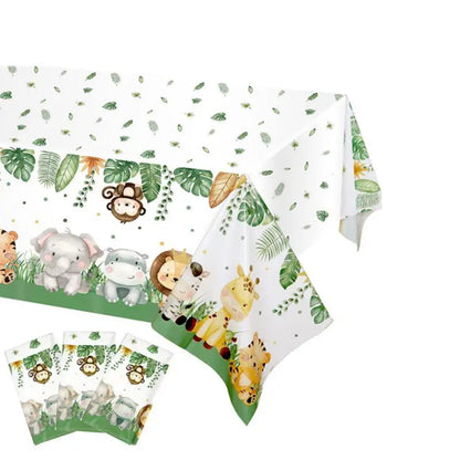 Jungle Safari Birthday Party Supplies Set - Animal Theme Tableware with Plates, Napkins, Tablecloths, Straws, and Cups