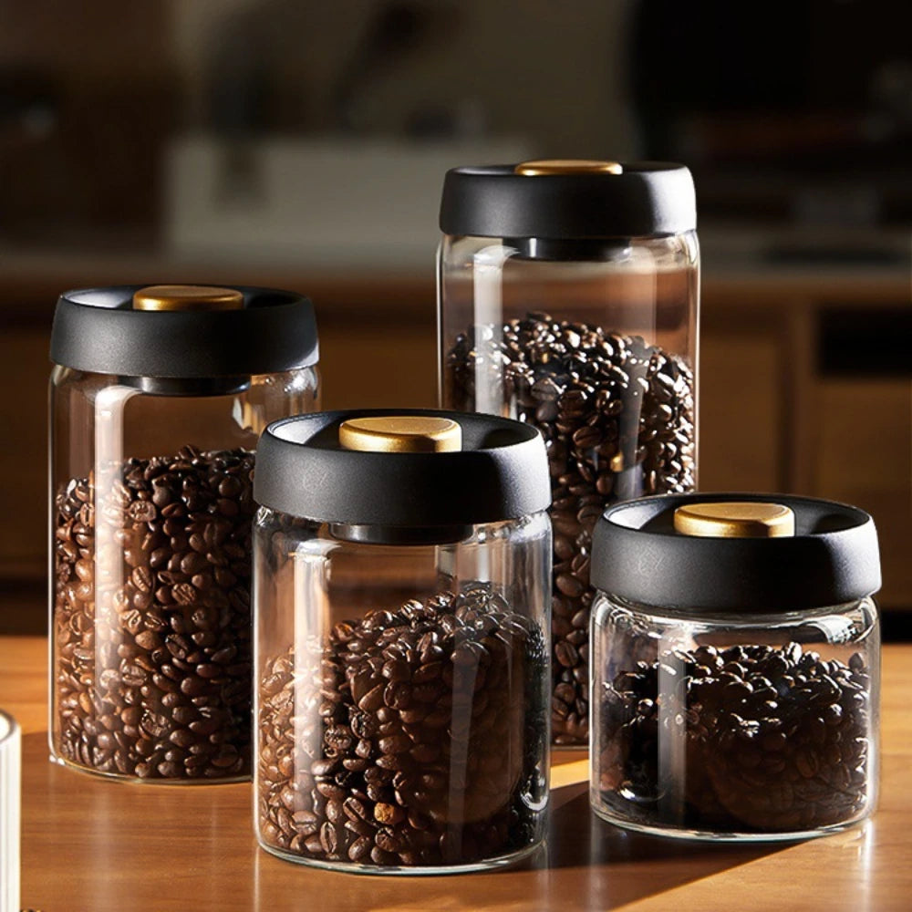 Coffee Beans Vacuum Sealed Tank Transparent Glass Food Storage