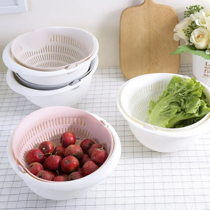 Kitchen Fruit Tray Removable Double Layer Fruit And Vegetable Basin Draining Basket Crate