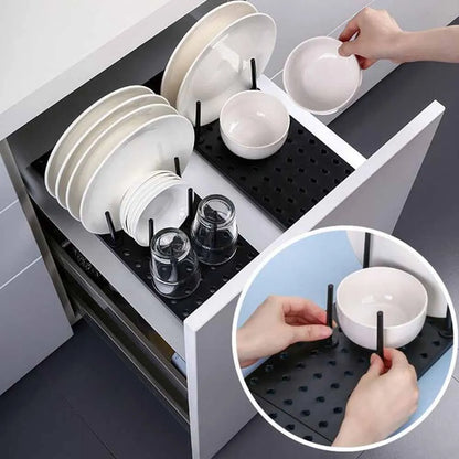 Adjustable Kitchen Sink Organizer & Dish Drying Rack - Telescopic Pan and Bowl Stand with Storage Drawer