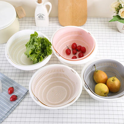 Kitchen Fruit Tray Removable Double Layer Fruit And Vegetable Basin Draining Basket Crate