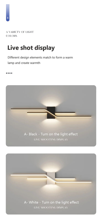 Contemporary LED Wall Sconce - Black & White Wall Lamp for Living Room, Dining Room, Bedroom, Porch, and Hallway - Elegant Indoor Lighting Fixture