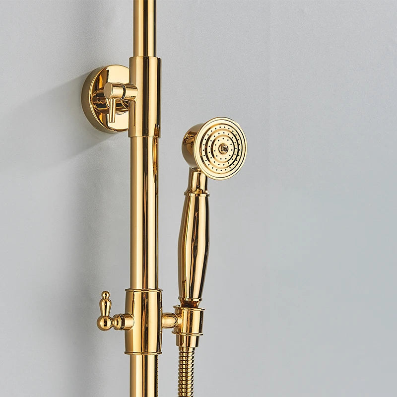 Contemporary Golden Bath & Shower Faucet - Single Handle, Rotatable Lifting Design