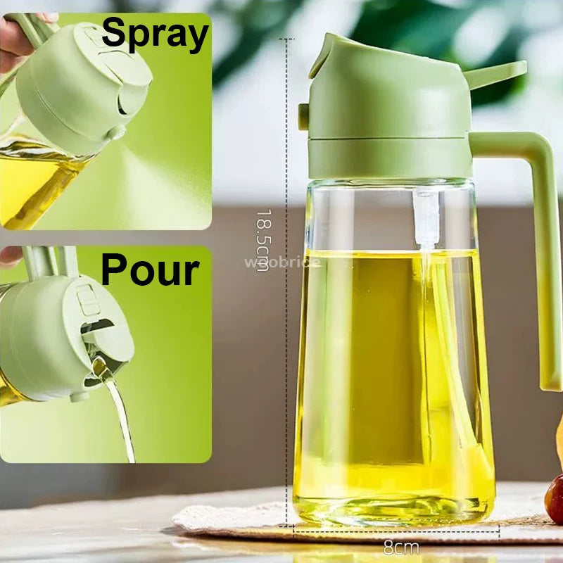 2 in 1 Olive Oil Spray Dispenser with Dual Function & Ergonomic Handle - Ideal for Grilling, Air Frying, Baking, & Camping