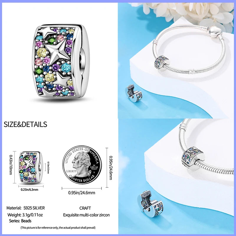 Abstandsperlen aus 925er Sterlingsilber in Katzenkrallen- und Schmetterlingsform – kompatibel mit Pandora-Armbändern – farbenfroher Zirkon – perfekt für selbstgemachten Schmuck