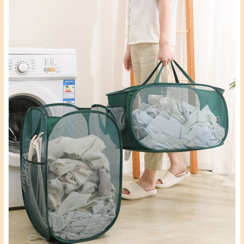 Large Capacity Foldable Mesh Laundry Basket – Breathable and Space-Saving Hamper for Home Storage