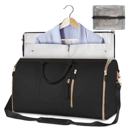 Personalized  Leather Garment Bag for Women - Large Foldable Duffle Suit Bag for Travel