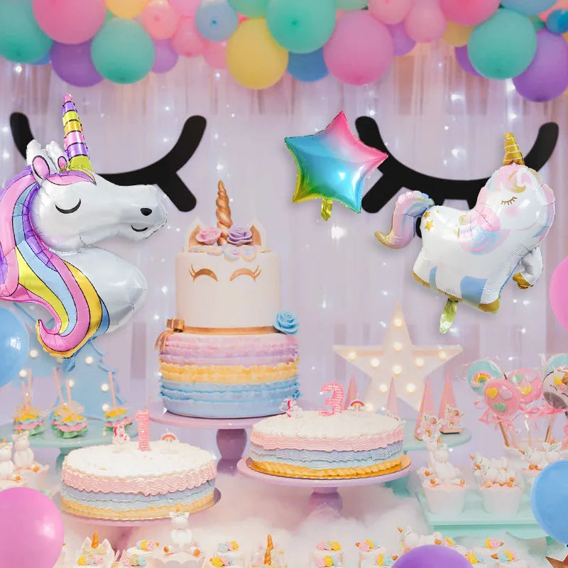 61-Piece Rainbow Unicorn Balloon Set with 32-Inch Number Foil Balloons – Perfect for 1st Birthday Parties and Baby Showers