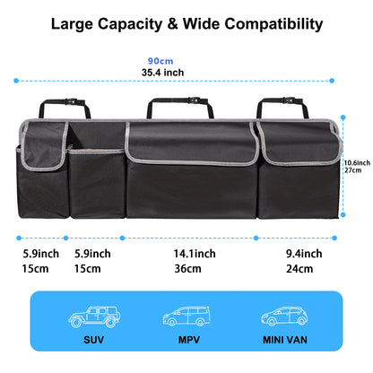 SUV-Rücksitz-Organizer mit mehreren Taschen – verbesserte hängende Aufbewahrungstasche für LKW und MPV mit 4 Fächern, 99,1 x 35,6 cm