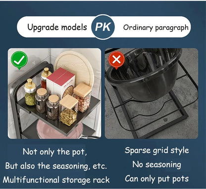 Adjustable Stainless Steel Pot Rack – Rustproof Layered Organizer for Kitchen Pans, Snap-On Design for Under Cabinet Storage