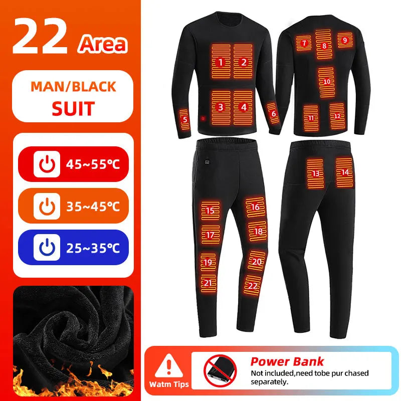 28-Zone Heated Thermal Underwear - Electric Heated Winter Sports Gear for Women