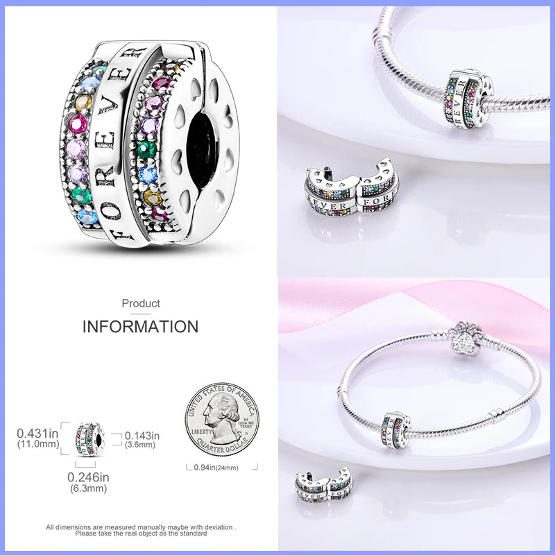 Abstandsperlen aus 925er Sterlingsilber in Katzenkrallen- und Schmetterlingsform – kompatibel mit Pandora-Armbändern – farbenfroher Zirkon – perfekt für selbstgemachten Schmuck