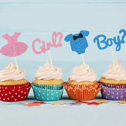 12-Piece Gender Reveal Cupcake Toppers - Pink & Blue Dessert Picks for Baby Shower Celebration