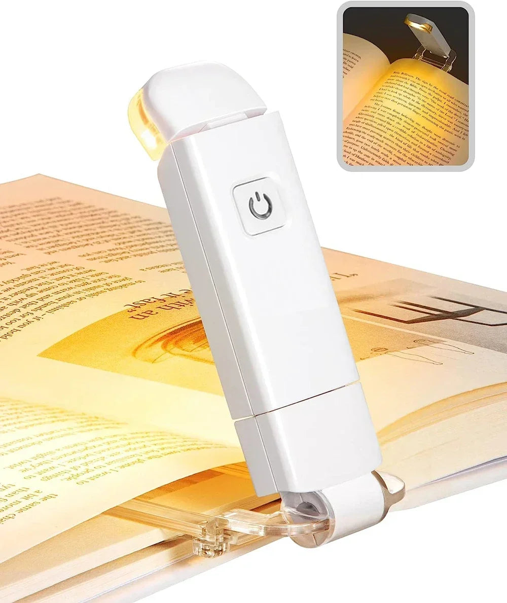 Rechargeable LED Book Light – Portable Clip-On Reading Lamp with Eye Protection, Bookmark Design, and Adjustable Brightness