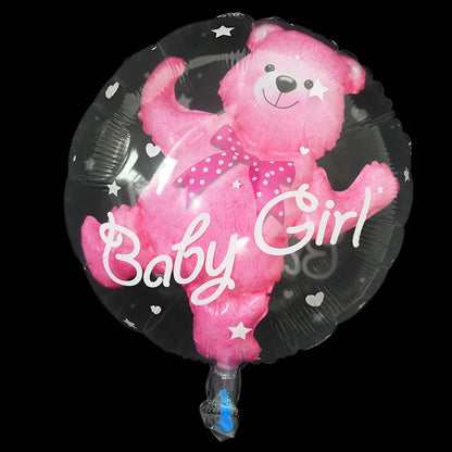 4D Transparent Baby Shower Balloon - Gender Reveal Bear Design for Boys and Girls, 1st Birthday Party Decoration, Blue and Pink Helium Balloon