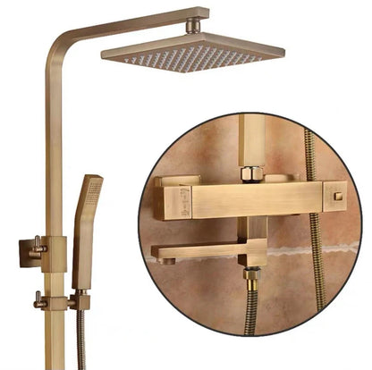 Antique Thermostatic Shower Faucet - Modern Black Bathtub Mixer with Rainfall Shower Head