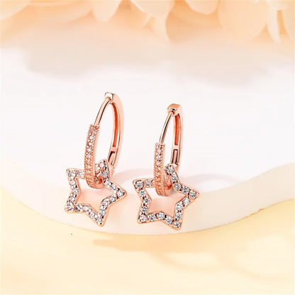 Geometrische Creolen aus 925er Sterlingsilber und Roségold mit Herzform – Pavé-Zirkonia – Eleganter Schmuck für Frauen – Perfekt für Hochzeiten, Verlobungen und Geburtstage