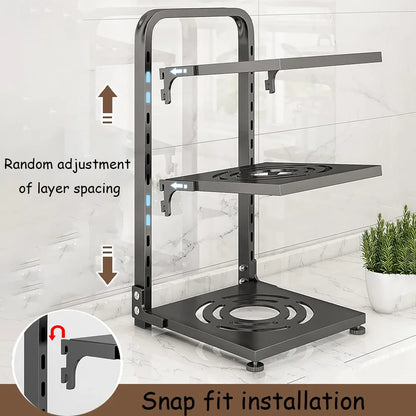 Adjustable Stainless Steel Pot Rack – Rustproof Layered Organizer for Kitchen Pans, Snap-On Design for Under Cabinet Storage