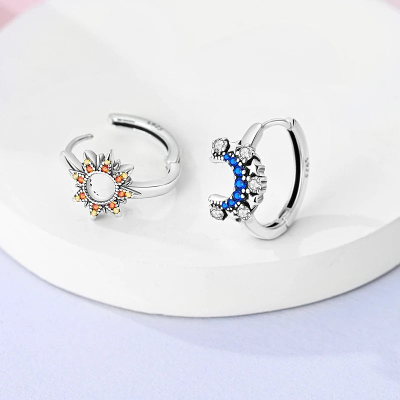 Sterling Silver 925 Hope Rainbow Flower Earrings – Colorful Zircon Star and Koi Design – Fashion Jewelry for Women