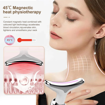 EMS Face & Neck Massager - Microcurrent Facial Lifting, LED Photon Therapy, Double Chin Remover, Anti-Aging Skin Beauty Device