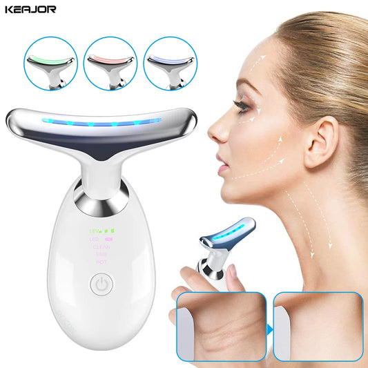 EMS Face & Neck Massager - Microcurrent Facial Lifting, LED Photon Therapy, Double Chin Remover, Anti-Aging Skin Beauty Device