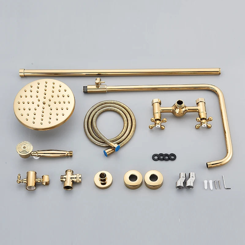 Contemporary Golden Bath & Shower Faucet - Single Handle, Rotatable Lifting Design