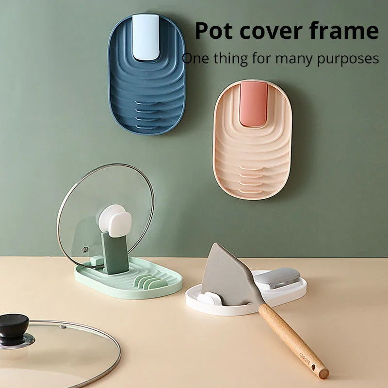 Foldable Pot Lid & Spatula Storage Rack - Non-Slip, Multifunctional Silicone Kitchen Organizer in Nordic Style