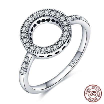 925 Sterling Silber Ring für Damen – Rosa Herz mit Krone, Stern, Mond und Schneeflocken Zirkonia Akzenten – Modischer Verlobungs- und Hochzeitsschmuck