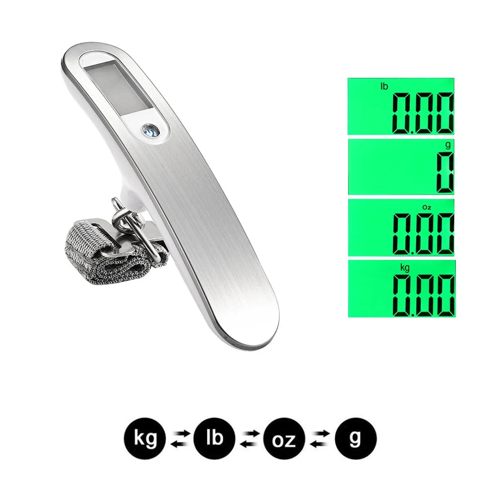 50kg/110lb Digital LCD Portable Luggage Scale with Strap - Travel Weight Measurement Tool