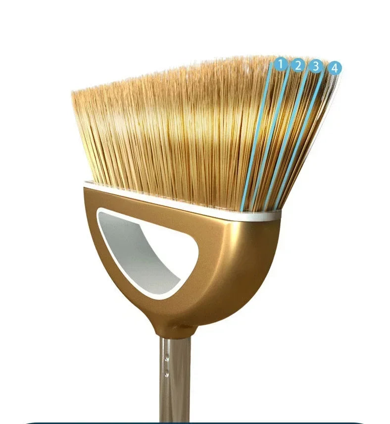 High-Quality Cleaning Set - Durable Broom, Dustpan, and Floor Wiper in Gold