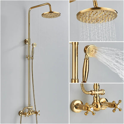 Contemporary Golden Bath & Shower Faucet - Single Handle, Rotatable Lifting Design