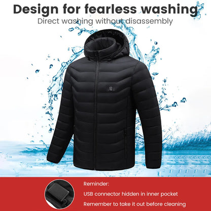 Beheizte Jacke mit 21 Zonen – warme Weste für Herren mit USB-Heizung, ideal zum Jagen, Wandern und Camping (Herbst/Winter)