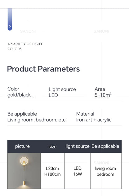 Elegante LED-Wandleuchte in Schwarzgold - Vielseitige Beleuchtung für Flure, Schlafzimmer, Arbeitszimmer und Treppenhäuser