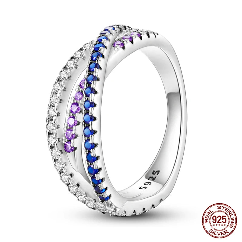 925 Sterling Silber Ring für Damen – Rosa Herz mit Krone, Stern, Mond und Schneeflocken Zirkonia Akzenten – Modischer Verlobungs- und Hochzeitsschmuck