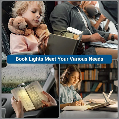 Rechargeable LED Book Light – Portable Clip-On Reading Lamp with Eye Protection, Bookmark Design, and Adjustable Brightness