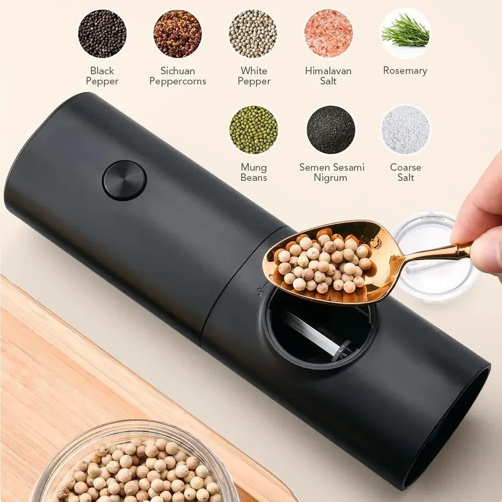 2-Piece Electric Salt and Pepper Grinder Set - Adjustable Coarseness, Refillable, Battery-Powered Kitchen Gadget