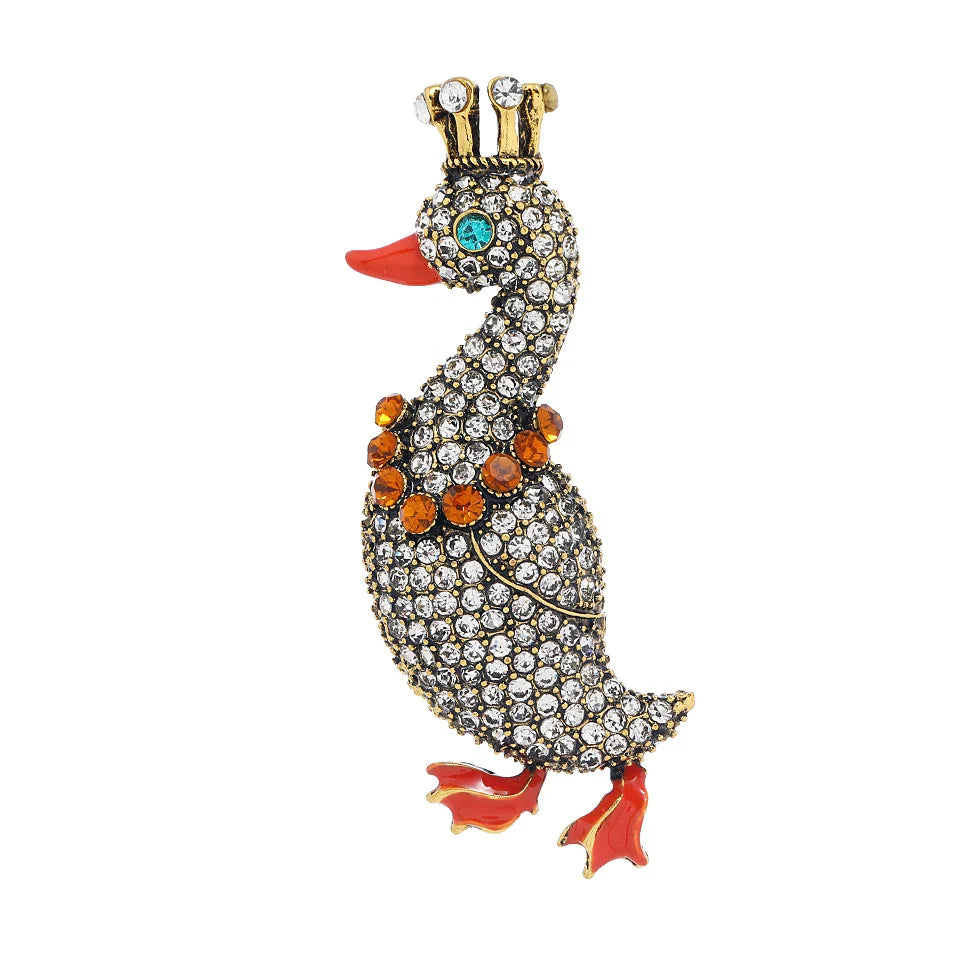 SHMIK Vintage Crystal Duck Brooch – Elegant Palace-Style Pin for Men and Women, Classic Animal Design Gift