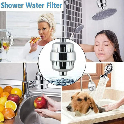 15-Stage Water Purifier - Multi-Layer Filtration for Clean Water, Skin Protection, and Hair Moisturizing