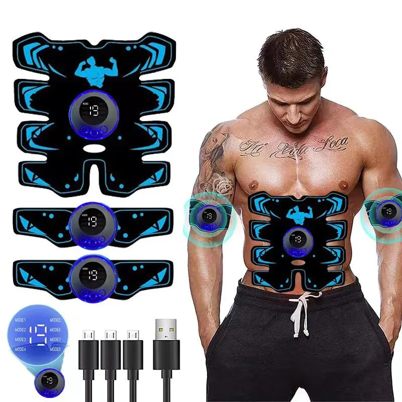 3-in-1 USB Rechargeable EMS Muscle Stimulator: Wireless Smart Abs & Arm Trainer for Effective Fitness and Body Slimming