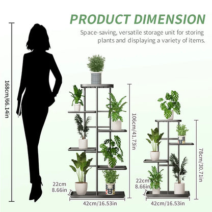 Iron Plant Stand for Flowers - 6/7/8-Layer Plant Shelf and Organizer for Garden Decoration