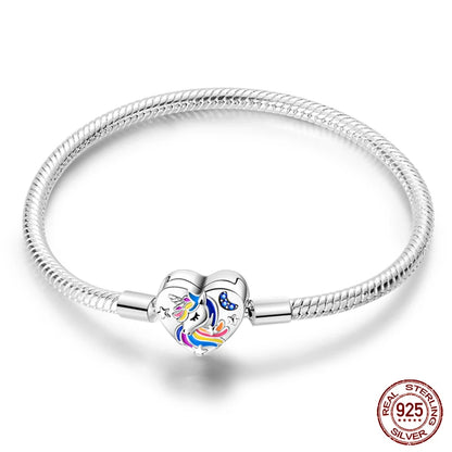 Sterling Silver 925 Bracelet with Star, Moon, Sun, and Four-Leaf Clover – Adjustable 17-20 cm