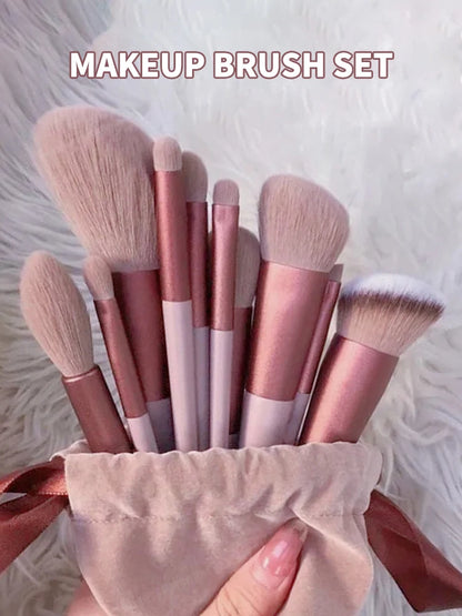 13-Piece Soft Fiber Makeup Brush Set for Beginners – Includes Eye Shadow, Powder, and Concealer Brushes