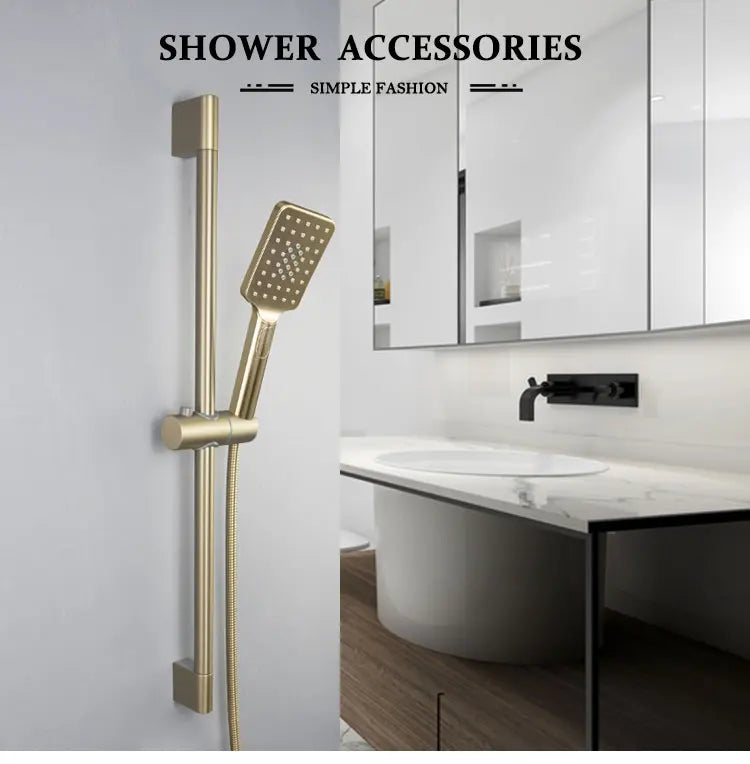 3-Function Handheld Shower with Sliding Rod Connector - Chrome, Brushed Gold, Matte Black, Gray Bathroom Accessories