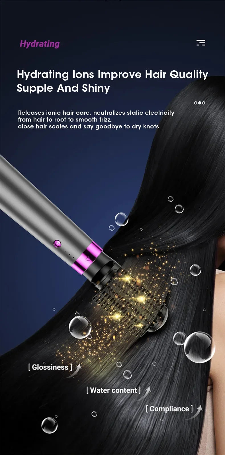 5-in-1 Multi-Function Hair Styler: Hot & Cold Air Dryer with Comb, Brush, Curler, and Straightener