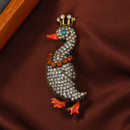 SHMIK Vintage Crystal Duck Brooch – Elegant Palace-Style Pin for Men and Women, Classic Animal Design Gift