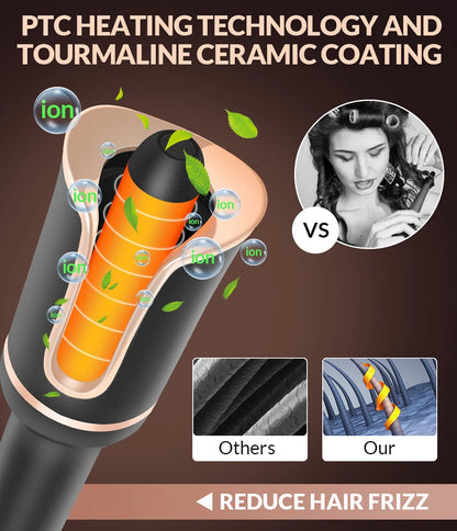 Automatischer Lockenstab und Crimper: Elektrisches Wellen- und Lockenwerkzeug mit integrierter Ferro-Ringlet-Loop-Technologie für müheloses welliges und gekräuseltes Haarstyling