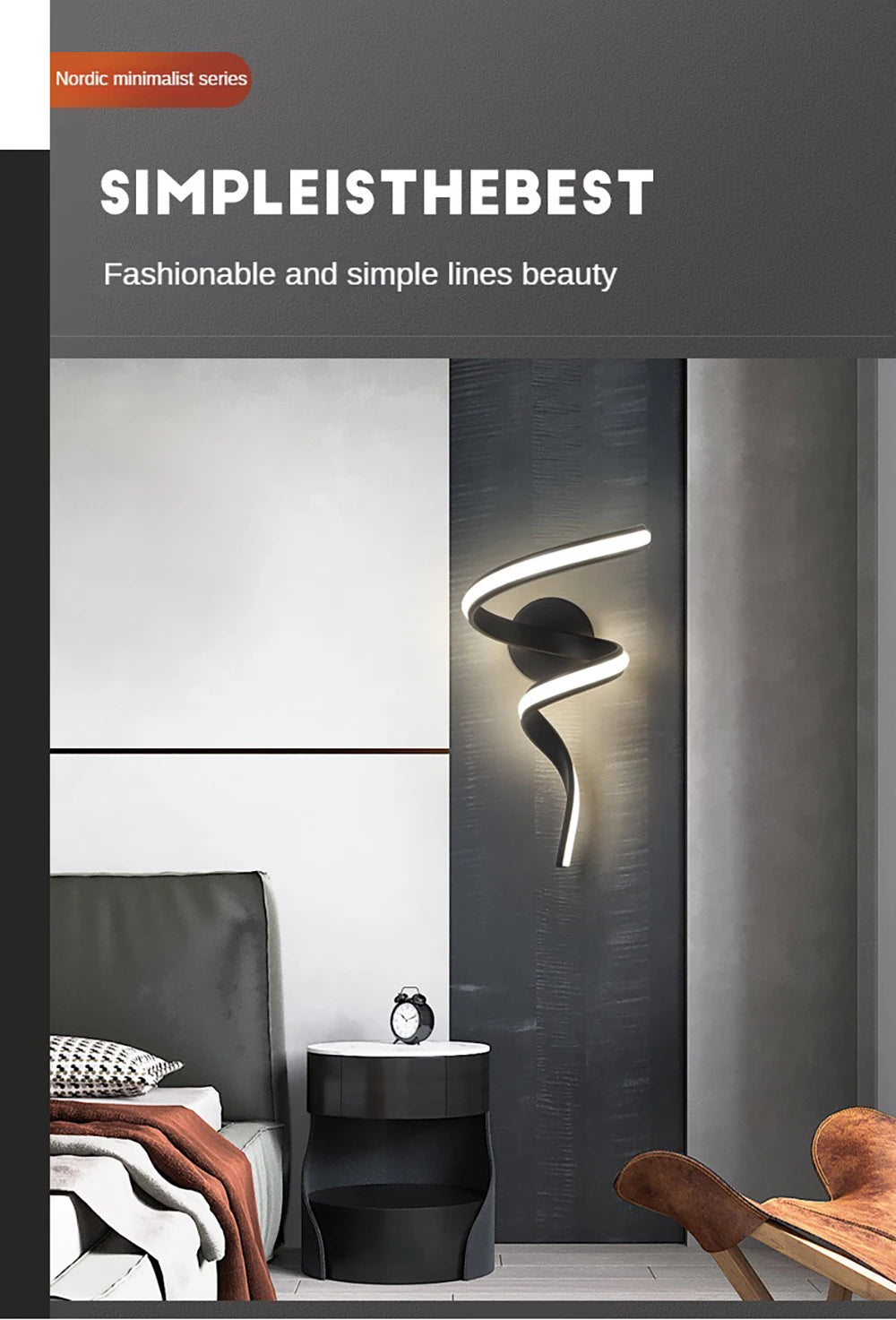 Modern Minimalist LED Wall Sconce – Stylish Indoor Light for Living Room, Bedroom, and Bedside Décor