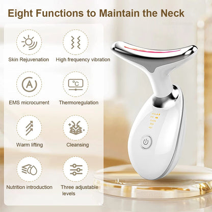 EMS Face & Neck Massager - Microcurrent Facial Lifting, LED Photon Therapy, Double Chin Remover, Anti-Aging Skin Beauty Device